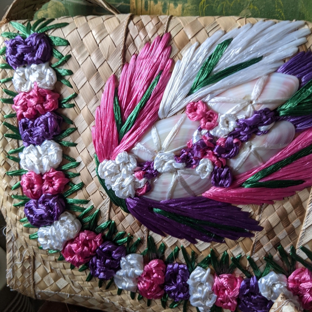 Vintage 1950s 1960s woven grass + raffia NASSAU tourist bag - Picture 7 of 7